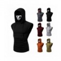 Nueva camiseta para hombre, superelástico, fitness, uniforme ninja para hombre, camiseta sin mangas con capucha, máscara de c...