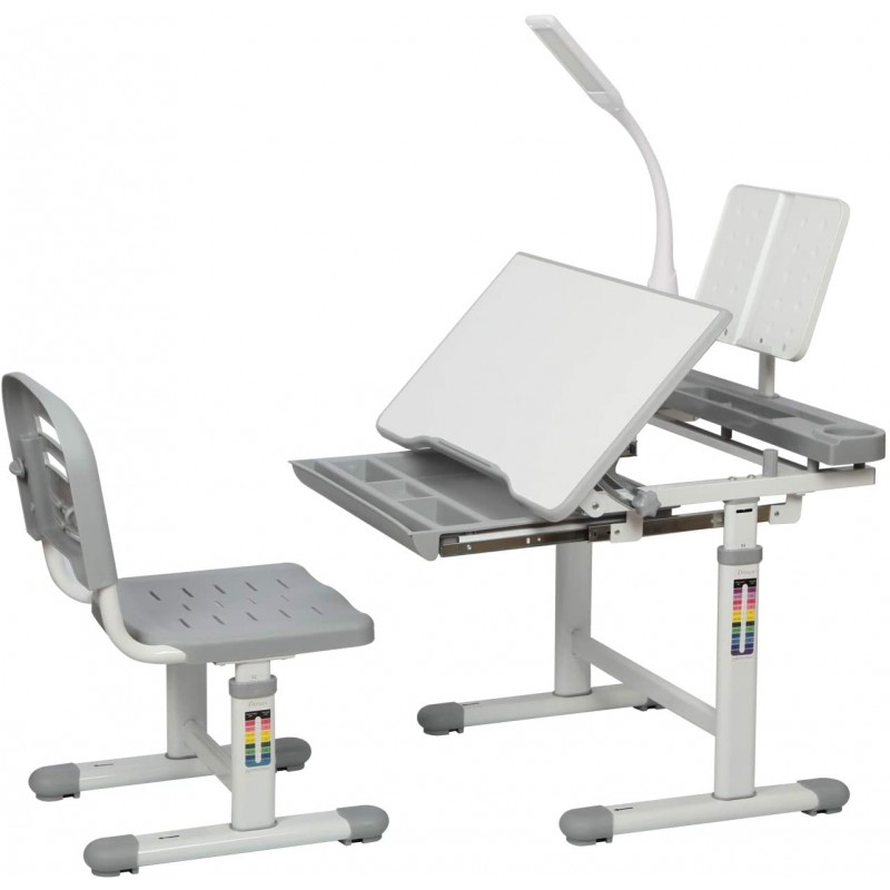 Mount-It! Juego de escritorio y silla para niños, estación de trabajo  escolar ergonómica para niños con cajón de almacenamiento, gris (gris)