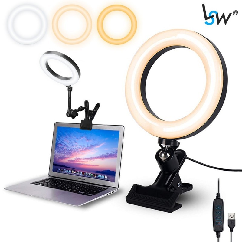 Anillo de luz selfi para ordenador portátil, de anillo para Youtube, Kit de iluminación para videoconferencia con t
