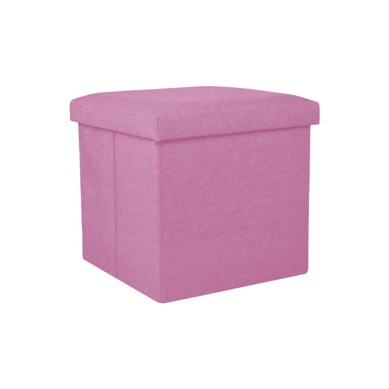 Puff plegable almacenaje cuadrado color rosa 27x38x27 cm (anchoxalto)