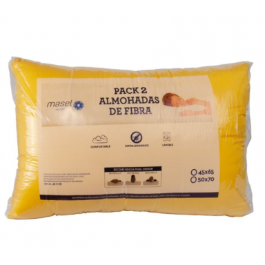 Pack 2 Almohadas Premium Microfibra amarillo. Masel Almohadas