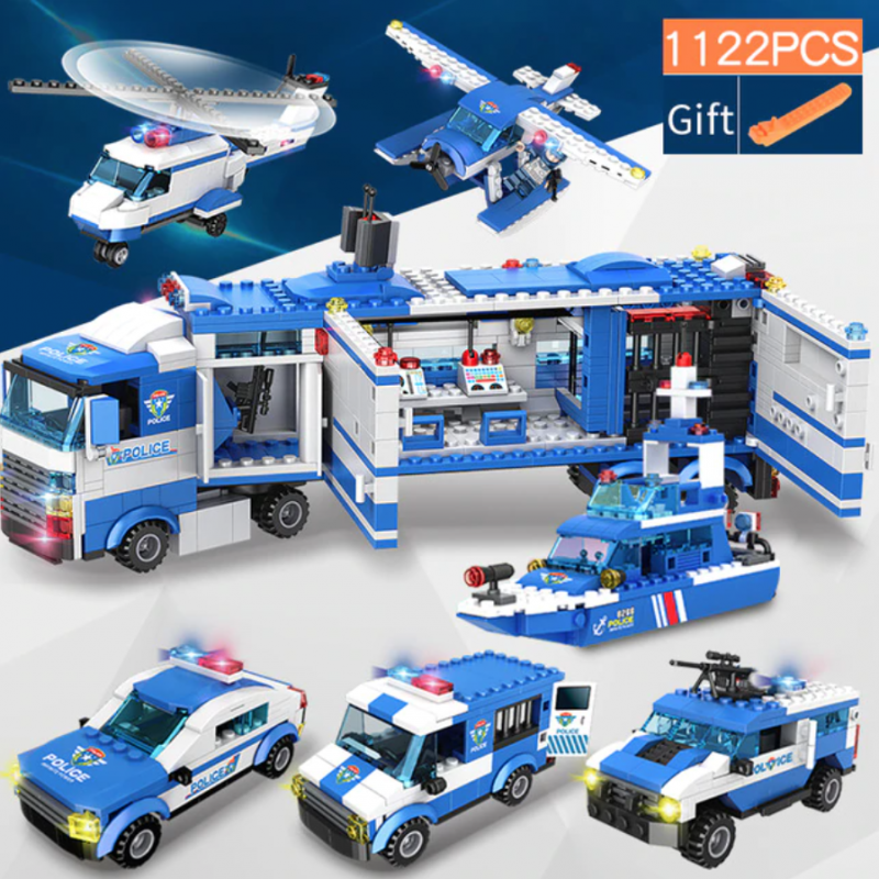 1122 piezas de SWAT de la policía de la ciudad de serie bloques de construcción del vehículo helicóptero de policía de la ciu...