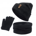 Unisex Beanies anillo con diseño de sombrero bufanda guantes Set invierno tejido grueso cálido Cap mujeres hombres sólido Ret...