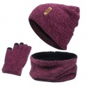 Unisex Beanies anillo con diseño de sombrero bufanda guantes Set invierno tejido grueso cálido Cap mujeres hombres sólido Ret...