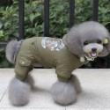 Perro de mascota ropa de invierno cálido perro abrigo verde mono espesar ropa para mascotas Teddy perros traje cachorro ropa ...
